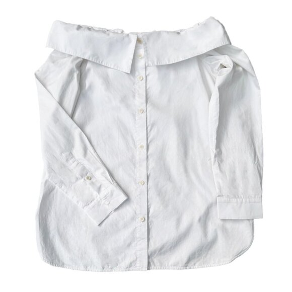 Tibi Off-Shoulder White Cotton Poplin Button-Down Shirt – Size 4 - Picture 2 of 7